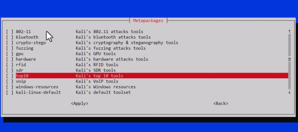 kali tweaks packages